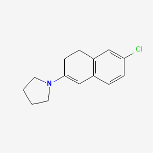 molecular formula C14H16ClN B8642456 Pyrrolidine, 1-(6-chloro-3,4-dihydro-2-naphthalenyl)- CAS No. 54670-11-0