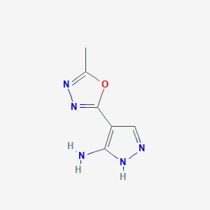 molecular formula C6H7N5O B8642742 4-(5-methyl-1,3,4-oxadiazol-2-yl)-1H-pyrazol-5-amine 