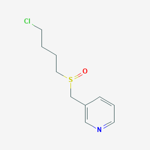 molecular formula C10H14ClNOS B8642878 Pyridine, 3-[[(4-chlorobutyl)sulfinyl]methyl]- CAS No. 89544-11-6