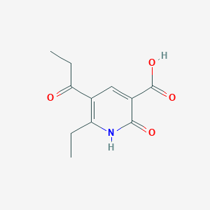 molecular formula C11H13NO4 B8643127 6-Ethyl-1,2-dihydro-2-oxo-5-(n-propanoyl)nicotinic acid CAS No. 88302-07-2