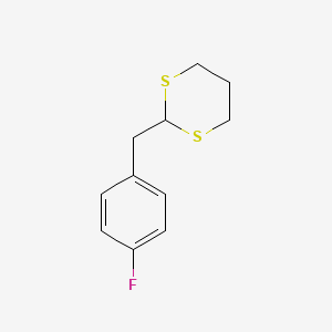 molecular formula C11H13FS2 B8643206 2-(4-Fluorophenyl)methyl-1,3-dithiane CAS No. 140377-42-0