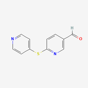 molecular formula C11H8N2OS B8643221 6-(Pyridin-4-ylsulfanyl)-pyridine-3-carbaldehyde 