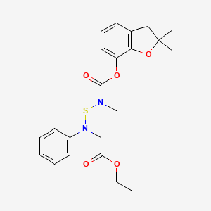 molecular formula C22H26N2O5S B8643368 Glycine, N-(((((2,3-dihydro-2,2-dimethyl-7-benzofuranyl)oxy)carbonyl)methylamino)thio)-N-phenyl-, ethyl ester CAS No. 82560-31-4