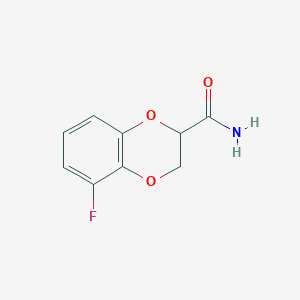 molecular formula C9H8FNO3 B8643596 5-Fluoro-1,4-benzodioxane-2-carboxamide 