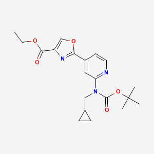 molecular formula C20H25N3O5 B8644036 Ethyl 2-(2-((tert-butoxycarbonyl)(cyclopropylmethyl)amino)pyridin-4-yl)oxazole-4-carboxylate 