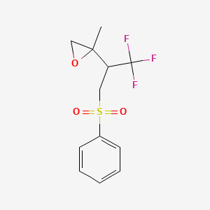 molecular formula C12H13F3O3S B8644181 2-[3-(Benzenesulfonyl)-1,1,1-trifluoropropan-2-yl]-2-methyloxirane CAS No. 116355-91-0