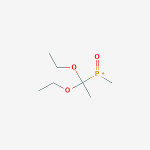 molecular formula C7H16O3P+ B8644293 (1,1-Diethoxyethyl)(methyl)oxophosphanium CAS No. 144340-97-6