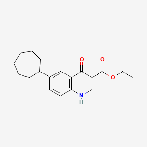 molecular formula C19H23NO3 B8644833 Ethyl 6-cycloheptyl-4-oxo-1,4-dihydroquinoline-3-carboxylate CAS No. 55376-56-2