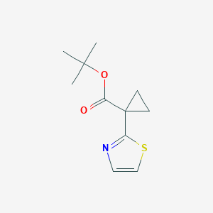 molecular formula C11H15NO2S B8645056 Tert-butyl 1-(1,3-thiazol-2-yl)cyclopropanecarboxylate 