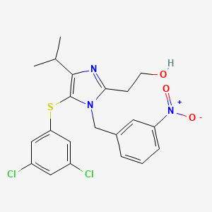 molecular formula C21H21Cl2N3O3S B8645354 1H-Imidazole-2-ethanol, 5-((3,5-dichlorophenyl)thio)-4-(1-methylethyl)-1-((3-nitrophenyl)methyl)- CAS No. 178980-68-2