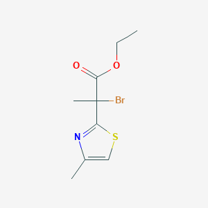 molecular formula C9H12BrNO2S B8645416 Ethyl 2-bromo-2-(4-methyl-1,3-thiazol-2-yl)propanoate 