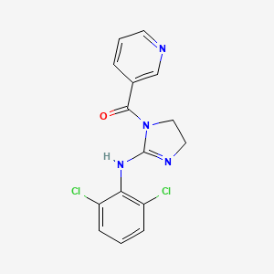 molecular formula C15H12Cl2N4O B8645789 1H-Imidazol-2-amine, 4,5-dihydro-N-(2,6-dichlorophenyl)-1-(3-pyridinylcarbonyl)- CAS No. 80026-34-2