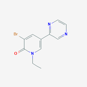 molecular formula C11H10BrN3O B8645977 3-Bromo-1-ethyl-5-(pyrazin-2-yl)pyridin-2(1H)-one CAS No. 89996-18-9