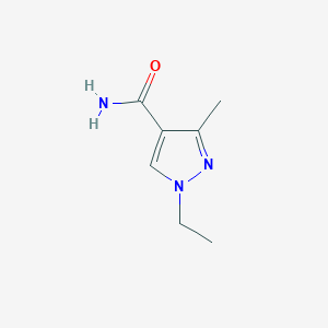 molecular formula C7H11N3O B8646160 1-ethyl-3-methyl-1H-pyrazole-4-carboxamide 