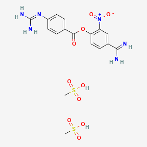 molecular formula C17H22N6O10S2 B8646278 4-Amidino-2-nitrophenyl 4-guanidinobenzoate dimethanesulfonate CAS No. 84455-64-1