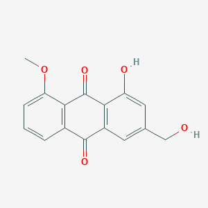 molecular formula C16H12O5 B8646851 1-Hydroxy-3-(hydroxymethyl)-8-methoxyanthracene-9,10-dione CAS No. 72049-14-0