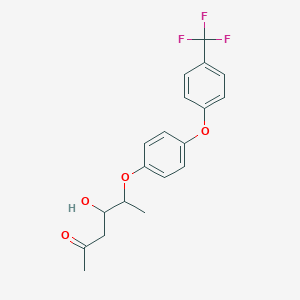 molecular formula C19H19F3O4 B8646908 2-Hexanone, 4-hydroxy-5-[4-[4-(trifluoromethyl)phenoxy]phenoxy]- CAS No. 93218-33-8