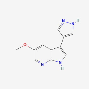 molecular formula C11H10N4O B8647041 5-Methoxy-3-(1H-pyrazol-4-yl)-1H-pyrrolo[2,3-b]pyridine CAS No. 923583-05-5
