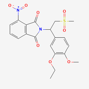 molecular formula C20H20N2O8S B8647062 1H-Isoindole-1,3(2H)-dione, 2-[1-(3-ethoxy-4-methoxyphenyl)-2-(methylsulfonyl)ethyl]-4-nitro- 