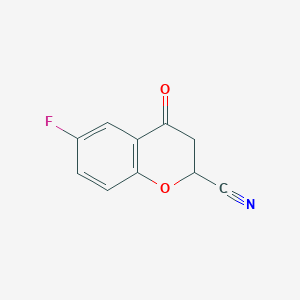 molecular formula C10H6FNO2 B8647083 6-Fluoro-4-oxo-3,4-dihydro-2H-1-benzopyran-2-carbonitrile CAS No. 105300-39-8