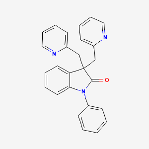 molecular formula C26H21N3O B8647228 1-Phenyl-3,3-bis[(pyridin-2-yl)methyl]-1,3-dihydro-2H-indol-2-one CAS No. 113168-54-0