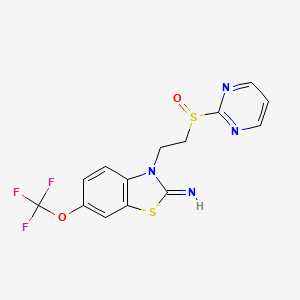 molecular formula C14H11F3N4O2S2 B8647485 3-(2-(2-Pyrimidinylsulfinyl)ethyl)-6-(trifluoromethoxy)-2(3H)-benzothiazolimine CAS No. 130997-74-9