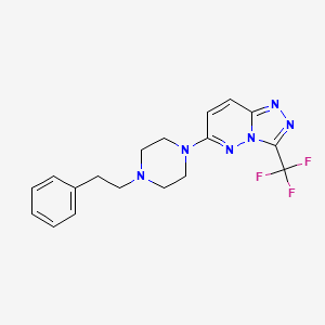 molecular formula C18H19F3N6 B8647620 6-(4-Phenethylpiperazin-1-yl)-3-(trifluoromethyl)-[1,2,4]triazolo[4,3-b]pyridazine 