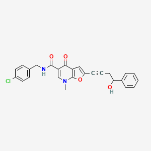 molecular formula C26H21ClN2O4 B8647643 N-(4-Chlorobenzyl)-2-(4-hydroxy-4-phenyl-1-butyn-1-yl)-7-methyl-4-oxo-4,7-dihydrofuro[2,3-b]pyridine-5-carboxamide 
