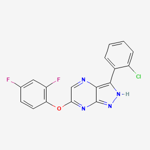 molecular formula C17H9ClF2N4O B8648057 3-(2-chlorophenyl)-6-(2,4-difluorophenoxy)-1H-pyrazolo[3,4-b]pyrazine CAS No. 864301-19-9