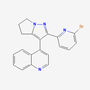 molecular formula C20H15BrN4 B8648260 4-(2-(6-Bromopyridin-2-yl)-5,6-dihydro-4H-pyrrolo[1,2-b]pyrazol-3-yl)quinoline 