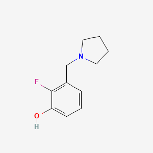 molecular formula C11H14FNO B8648294 Phenol, 2-fluoro-3-(1-pyrrolidinylmethyl)- 