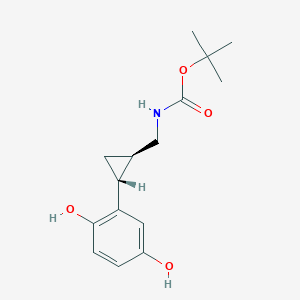 molecular formula C15H21NO4 B8648402 Carbamic acid, N-[[(1R,2R)-2-(2,5-dihydroxyphenyl)cyclopropyl]methyl]-, 1,1-dimethylethyl ester, rel- 