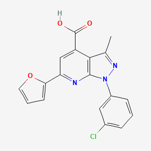 molecular formula C18H12ClN3O3 B8648507 1-(3-Chlorophenyl)-6-(furan-2-yl)-3-methylpyrazolo[3,4-b]pyridine-4-carboxylic acid 