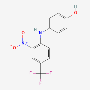 molecular formula C13H9F3N2O3 B8648517 Phenol, 4-[[2-nitro-4-(trifluoromethyl)phenyl]amino]- CAS No. 73554-30-0