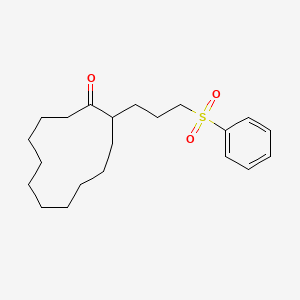 molecular formula C21H32O3S B8648586 2-[3-(Benzenesulfonyl)propyl]cyclododecan-1-one CAS No. 89328-35-8