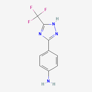 molecular formula C9H7F3N4 B8648655 4-(5-(Trifluoromethyl)-4H-1,2,4-triazol-3-yl)aniline 