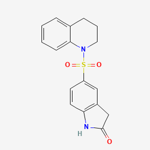 molecular formula C17H16N2O3S B8648985 5-(3,4-Dihydro-2H-quinoline-1-sulfonyl)-1,3-dihydro-indol-2-one 