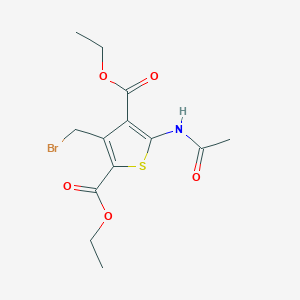 molecular formula C13H16BrNO5S B8649295 2,4-Diethoxycarbonyl-3-bromomethyl-5-acetylaminothiophene 