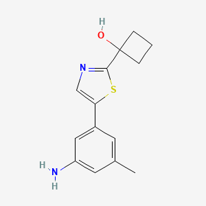 molecular formula C14H16N2OS B8649320 1-[5-(3-Amino-5-methylphenyl)-1,3-thiazol-2-yl]cyclobutanol CAS No. 1312535-17-3