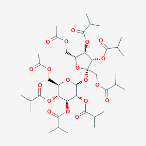 molecular formula C40H62O19 B086494 α-D-吡喃葡萄糖苷，β-D-呋喃果糖基，二乙酸六(2-甲基丙酸酯) CAS No. 126-13-6