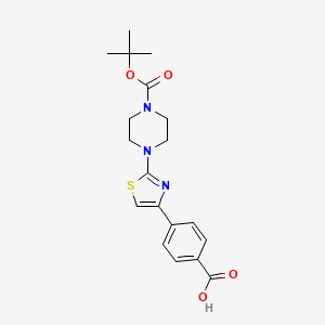 molecular formula C19H23N3O4S B8649456 4-[2-(4-tert-Butoxycarbonylpiperazin-1-yl)thiazol-4-yl]benzoic acid CAS No. 294622-59-6