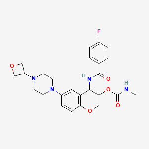 N-((3R,4S)-3,4-Dihydro-3-(((methylamino)carbonyl)oxy)-6-(4-(3-oxetanyl)-1-piperazinyl)-2H-1-benzopyran-4-yl)-4-fluorobenzamide