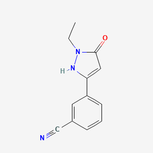 molecular formula C12H11N3O B8650025 3-(1-ethyl-5-oxo-2,5-dihydro-1H-pyrazol-3-yl)benzonitrile 