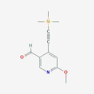 molecular formula C12H15NO2Si B8650097 6-Methoxy-4-[(trimethylsilyl)ethynyl]nicotinaldehyde 