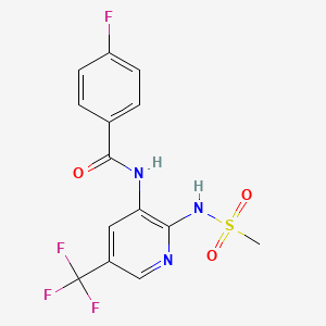 molecular formula C14H11F4N3O3S B8650179 Benzamide, 4-fluoro-N-(2-((methylsulfonyl)amino)-5-(trifluoromethyl)-3-pyridinyl)- CAS No. 141283-54-7