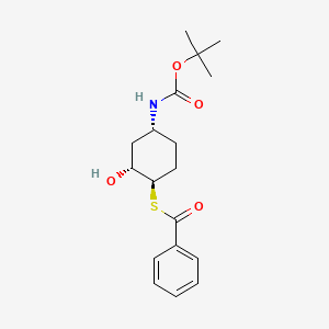 molecular formula C18H25NO4S B8650334 thiobenzoic acid S-((1R,2R,4R)-4-tert-butoxycarbonylamino-2-hydroxy-cyclohexyl)ester 