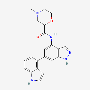 molecular formula C21H21N5O2 B8650356 N-[6-(1H-Indol-4-yl)-1H-indazol-4-yl]-4-methyl-2-morpholinecarboxamide 