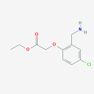 molecular formula C11H14ClNO3 B8650568 Ethyl-(2-aminomethyl-4-chlorophenoxy)-acetate 