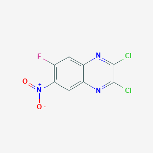 molecular formula C8H2Cl2FN3O2 B8650700 2,3-Dichloro-6-fluoro-7-nitroquinoxaline 