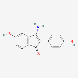 molecular formula C15H11NO3 B8650805 1H-Inden-1-one, 3-amino-5-hydroxy-2-(4-hydroxyphenyl)- CAS No. 594816-61-2